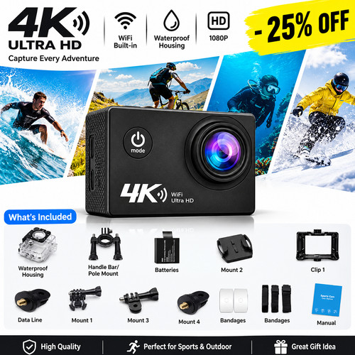Action cam wifi videocamera - wifi,